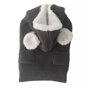 Pet Medium Dark Gray Hoodie Sweater with White Furry Ears